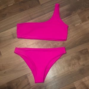 SHEIN Neon Pink One Shoulder Bikini